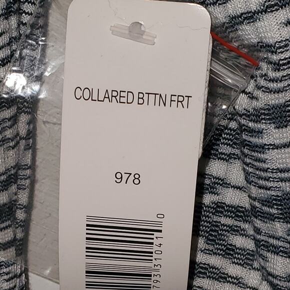 Justify Collared Black White Button Down Front Stretchy Midi Size Large - Picture 5 of 7